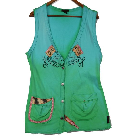 Major De Lema Women's Green Patchwork Button Card - Picture 1 of 6